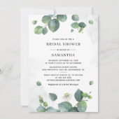 Invitation Eucalyptus Fête des mariées aquarelle verte (Devant)