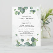 Invitation Eucalyptus Fête des mariées aquarelle verte (Debout devant)