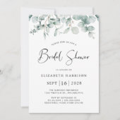 Invitation Eucalyptus Fête des mariées aquarelle verte (Devant)