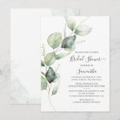 Invitation Eucalyptus Fête des mariées botanique verte (Devant / Derrière)