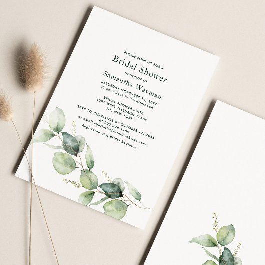 Invitation Eucalyptus Fête des mariées botanique verte