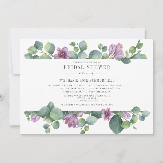 Invitation Eucalyptus Fête des mariées de feuillage (Devant)