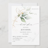 Invitation Eucalyptus Fête des mariées de verdure dorée (Devant)