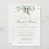 Invitation Eucalyptus Fête des mariées Feuille d'or (Devant)