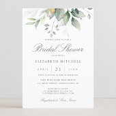 Invitation Eucalyptus Fête des mariées Feuille d'or