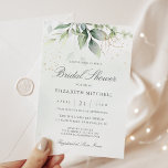 Invitation Eucalyptus Fête des mariées Feuille d'or<br><div class="desc">Belle invitation à la douche nuptiale avec l'aquarelle eucalyptus et feuilles d'or.</div>