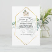 Invitation Eucalyptus Fête des mariées géométrique par courri (Debout devant)