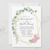 Invitation Eucalyptus Fête des mariées géométrique par courri (Devant)