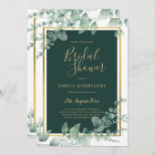 Invitation Eucalyptus FÊTE DES MARIÉES Verdure Or QR Code Inv (Devant / Derrière)