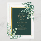 Invitation Eucalyptus FÊTE DES MARIÉES Verdure Or QR Code Inv (Devant / Derrière)