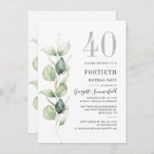 Invitation Eucalyptus fête du 40e anniversaire (Devant / Derrière)