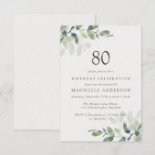 Invitation Eucalyptus fête du 80e anniversaire (Devant / Derrière)