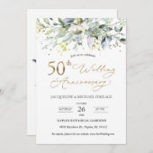 Invitation Eucalyptus feuillage 50e anniversaire de Mariage (Devant / Derrière)