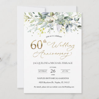 Invitation Eucalyptus feuillage 60e anniversaire de Mariage