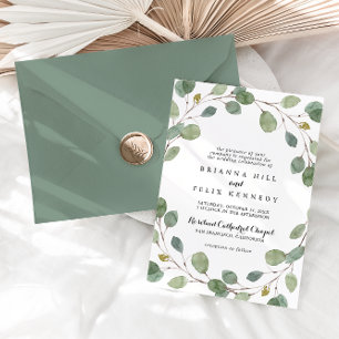 Invitation Eucalyptus Feuillage Mariage traditionnel