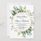 Invitation Eucalyptus feuillage nuptiale douche verte moderne (Devant)