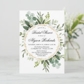 Invitation Eucalyptus feuillage nuptiale douche verte moderne (Debout devant)