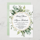 Invitation Eucalyptus feuillage nuptiale douche verte moderne (Devant / Derrière)
