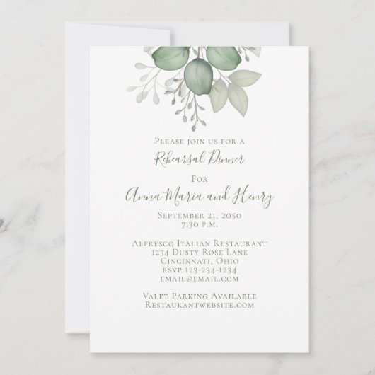 Invitation Éucalyptus - Feuillage vert (Devant)