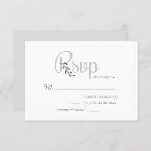 Invitation Eucalyptus Feuille Blanc Grey Élégant Mariage RSVP