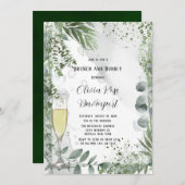 Invitation Eucalyptus Feuille Brunch et Bubbly (Devant / Derrière)