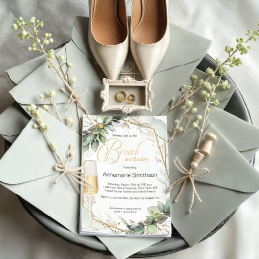 Invitation Eucalyptus Feuille Brunch et Bubbly