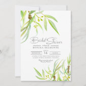 Invitation Eucalyptus feuille douche nuptiale aquarelle (Devant)