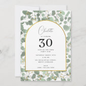 Invitation Eucalyptus Feuille Élégante Gold Anniversaire (Devant)