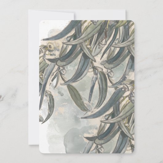 Invitation Eucalyptus Feuille Fête des mariées verte (Dos)