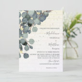 Invitation Eucalyptus Feuille Floral Brick Rustique Mariage (Debout devant)