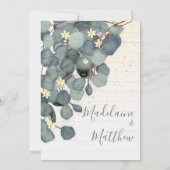 Invitation Eucalyptus Feuille Floral Brick Rustique Mariage (Dos)