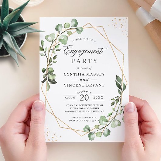 Invitation Eucalyptus Feuille Gold