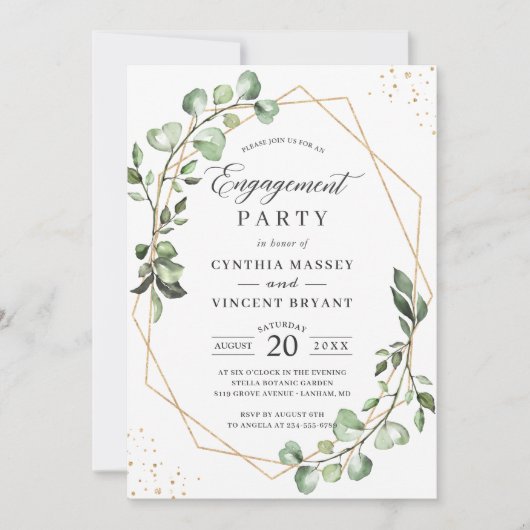 Invitation Eucalyptus Feuille Gold (Devant)
