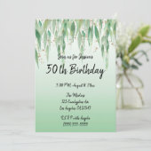 Invitation Eucalyptus Feuille Green Ombre 50e anniversaire (Debout devant)