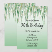 Invitation Eucalyptus Feuille Green Ombre 50e anniversaire (Devant / Derrière)
