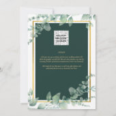 Invitation Eucalyptus Feuille MARIAGE vert OR QR CODE (Dos)