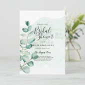 Invitation Eucalyptus Feuille Mariage vert QR CODE Moderne (Debout devant)