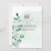 Invitation Eucalyptus Feuille Mariage vert QR CODE Moderne (Dos)