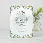 Invitation Eucalyptus Feuille OR MARIAGE QR CODE BUDGET (Debout devant)
