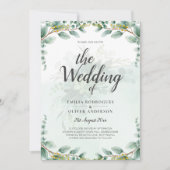 Invitation Eucalyptus Feuille OR MARIAGE QR CODE BUDGET (Devant)