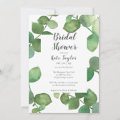Invitation Eucalyptus Feuille Script nuptiale douche Invitati (Devant)