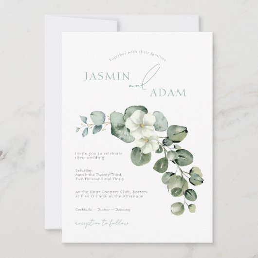 Invitation Eucalyptus Feuille simple Mariage de feuillage (Devant)