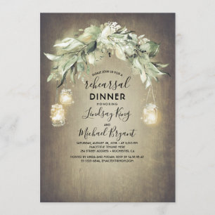 Invitation Eucalyptus Feuille Verdure Rustique Répétition Dîn