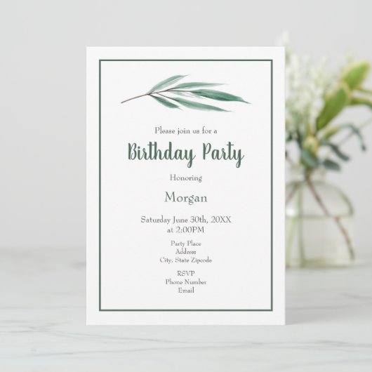 Invitation Eucalyptus Feuilles (Debout devant)