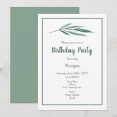 Invitation Eucalyptus Feuilles (Devant / Derrière)