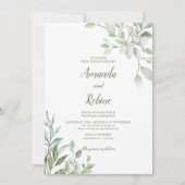 Invitation Eucalyptus Feuilles Elégant mariage (Devant)