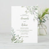 Invitation Eucalyptus Feuilles Elégant mariage (Debout devant)