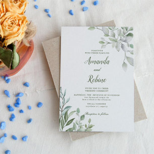 Invitation Eucalyptus Feuilles Elégant mariage