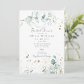 Invitation Eucalyptus feuilles & Fête des mariées de feuillag (Debout devant)