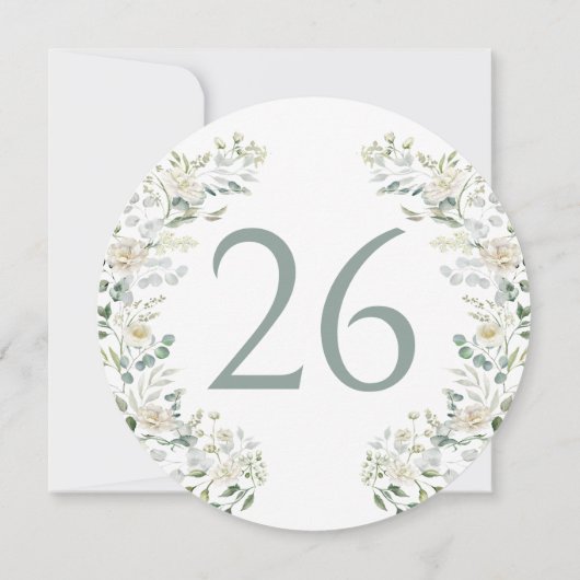 Invitation Eucalyptus Feuilles Fleur Blanche Fleur Numéro de (Dos)